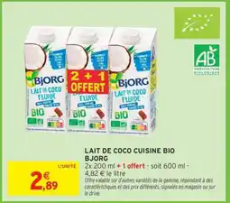 Intermarché Hyper Lait de Coco Cuisine Bio Bjorg offre
