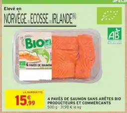 Intermarché Hyper 4 PAVÉS DE SAUMON SANS ARÊTES BIO offre