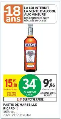 Intermarché Contact Pastis de Marseille 'Ricard' offre