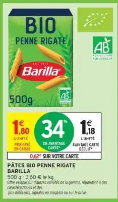 Intermarché Hyper Pâtes Bio Penne Rigate Barilla offre