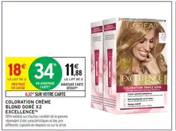 Intermarché Hyper COLORATION CRÈME BLOND DORÉ X2 EXCELLENCE offre