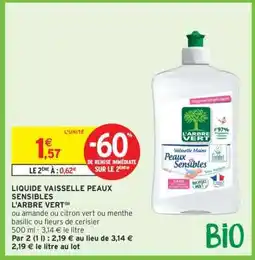 Intermarché Express Liquide Vaisselle Peaux Sensibles L'arbre Vert offre