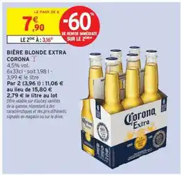 Intermarché BIÈRE BLONDE EXTRA CORONA offre