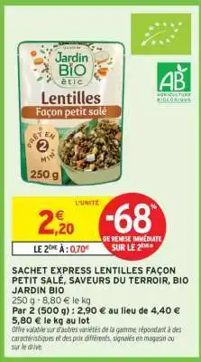 Intermarché Sachet Express Lentilles Façon Petit Salé, Saveurs du Terroir, Bio Jardin Bio offre