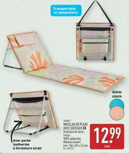 ALDI MATELAS DE PLAGE AVEC DOSSIER offre