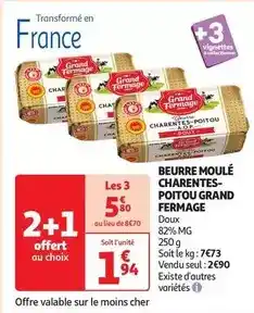Auchan Grand fermage - beurre moulé charentes-poitou grand offre