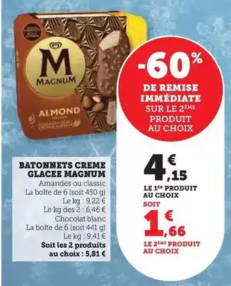 U Express Magnum - batonnets creme glacee offre