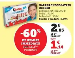 U Express Kinder - barres chocolatees offre