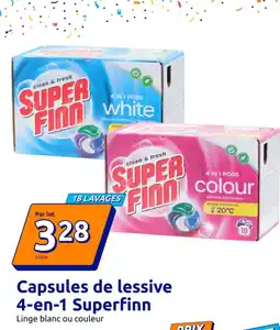 Action SUPERFINN Capsules de lessive 4-en-1 offre