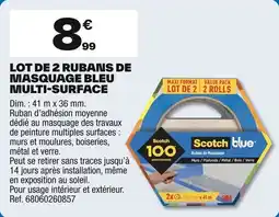 Brico Dépôt Lot de 2 rubans de masquage bleu multi-surface offre