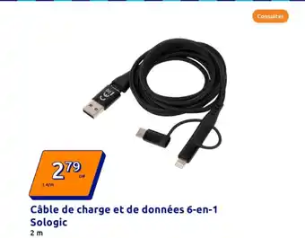 Action Câble de charge et de données 6-en-1 Sologic offre