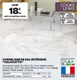 Brico Dépôt Carrelage de sol intérieur calacatto offre