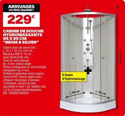 Brico Dépôt Cabine de douche hydromassante beige & silver offre