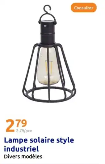 Action Lampe solaire style industriel offre
