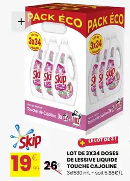 Stokomani Lot de 3x34 doses de lessive liquide touche cajoline offre