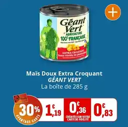 Coccinelle Express GÉANT VERT Maïs Doux Extra Croquant offre