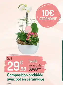 Composition orchidée avec pot en céramique