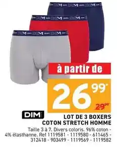Trafic Dim - lot de 3 boxers coton stretch homme offre