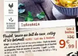 Thiriet Poulet sauce au lait de coco, cussy et riz basmati offre