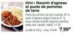Thiriet Navarin d'agneau et purée de pommes de terre offre