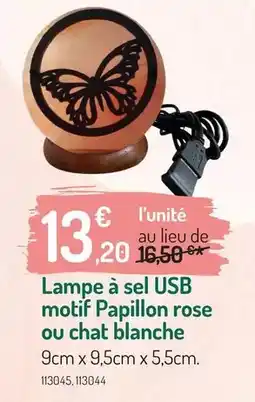 Botanic Papillon - lampe a sel usb motif rose ou chat blanche offre