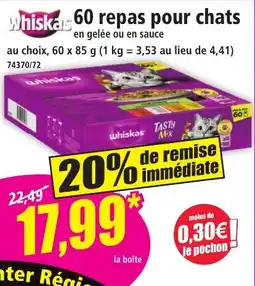 Norma Whiskas 60 repas pour chats offre