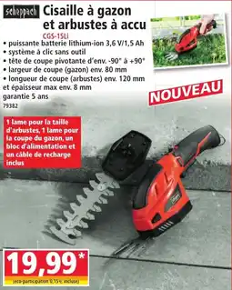 Norma Cisaille à gazon et arbustes à accu offre