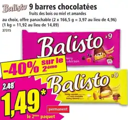 Norma 9 barres chocolatées offre