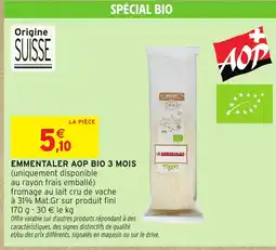 Intermarché Express Emmentaler aop bio 3 mois offre