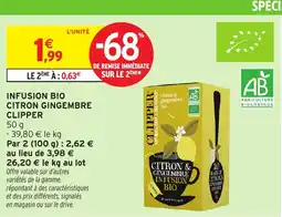 Intermarché Express Infusion bio citron gingembre clipper offre