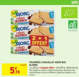 Intermarché Express Fourrés chocolat noir bio bjorg offre