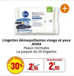 Coccinelle Express NIVEA Lingettes démaquillantes visage et yeux offre