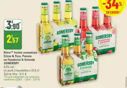 G20 SOMERSBY Bière fruitée aromatisée Citron & Yuzu, Pomme ou Framboise & Grenade offre