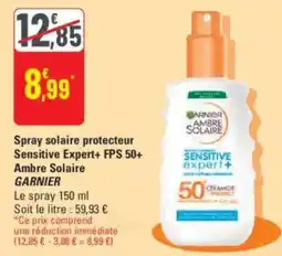 G20 GARNIER Spray solaire protecteur Sensitive Expert+ FPS 50+ Ambre Solaire offre
