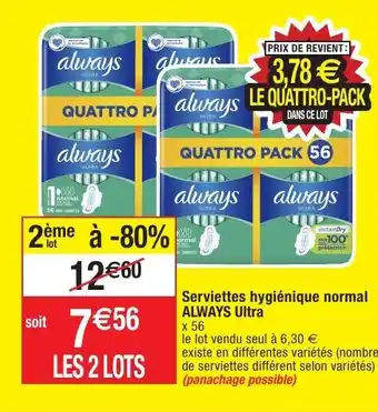 Migros Serviettes hygiénique normal offre