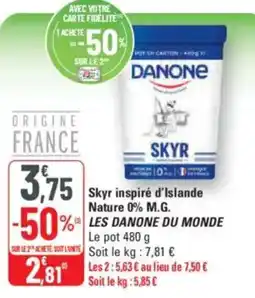 G20 LES DANONE DU MONDE Skyr inspiré d'Islande Nature 0% M.G. offre