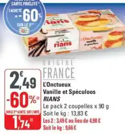 G20 RIANS L'onctueux Vanille et Spéculoos offre