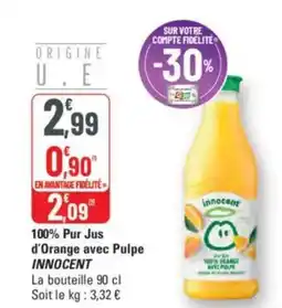 G20 INNOCENT 100% Pur Jus d'Orange avec Pulpe offre