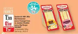 G20 DAUNAT Sandwich 100% Mie Œuf Emmental sauce Fromage Frais ou Jambon Cheddar sauce Big Burger offre