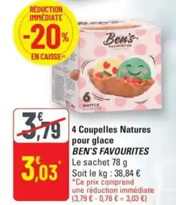 G20 BEN'S FAVOURITES 4 Coupelles Natures pour glace offre