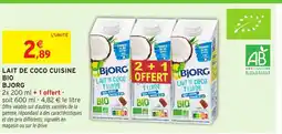 Intermarché Express Lait de coco cuisine bio bjorg offre
