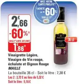 G20 MAILLE Vinaigrette Légère, Vinaigre de Vin rouge, échalote et Oignon Rouge offre