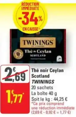 G20 TWININGS Thé noir Ceylan Scotland offre
