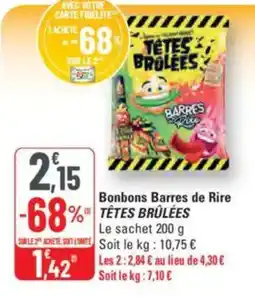 G20 TÊTES BRÛLÉES Bonbons Barres de Rire offre