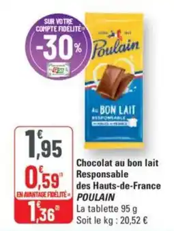 G20 POULAIN Chocolat au bon lait Responsable des Hauts-de-France offre