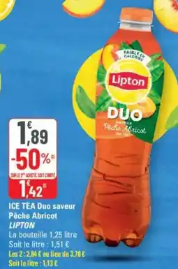 G20 LIPTON Ice tea duo saveur pêche abricot offre