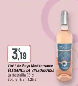 G20 ÉLÉGANCE LA VINSOBRAISE Vin de Pays Méditerranée offre