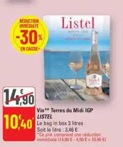 G20 LISTEL Vin Terres du Midi IGP offre