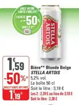 G20 STELLA ARTOIS Bière Blonde Belge offre