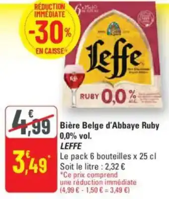 G20 LEFFE Bière Belge d'Abbaye Ruby 0,0% vol. offre